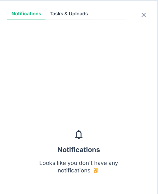 The notifications panel opened from the bell