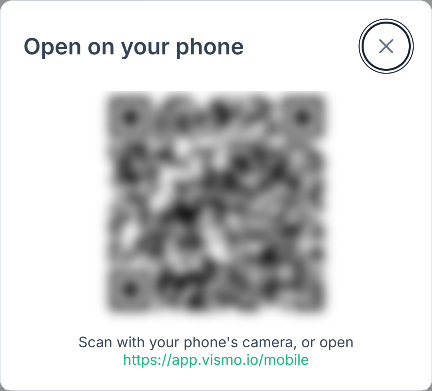 The Open on your phone dialog with a QR code and a link